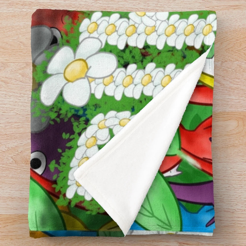 Pikmin-inspired plush blanket featuring Olimar character from the video game series