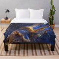 Pillars of Creation space art plush blanket featuring stunning imagery from the James Webb Space Telescope