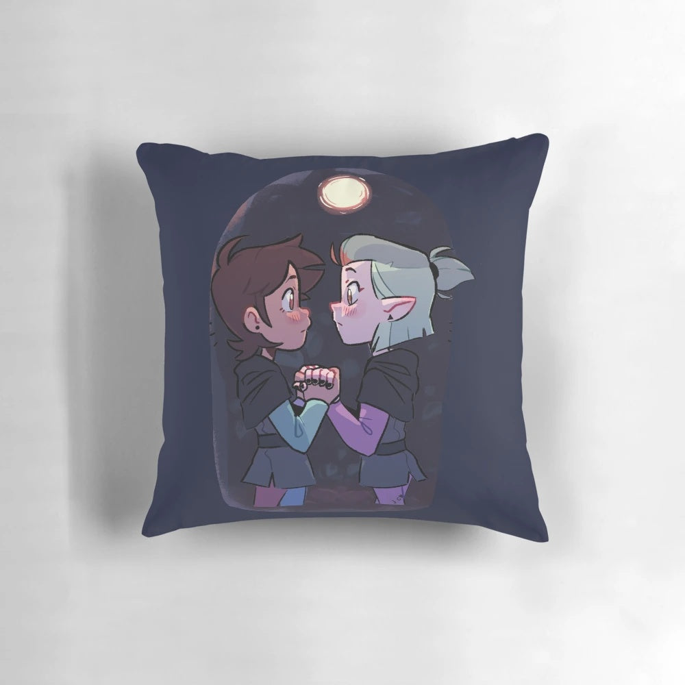 Pillow with an illustration of Luz Noceda and Amity from the popular animated series "The Owl House"