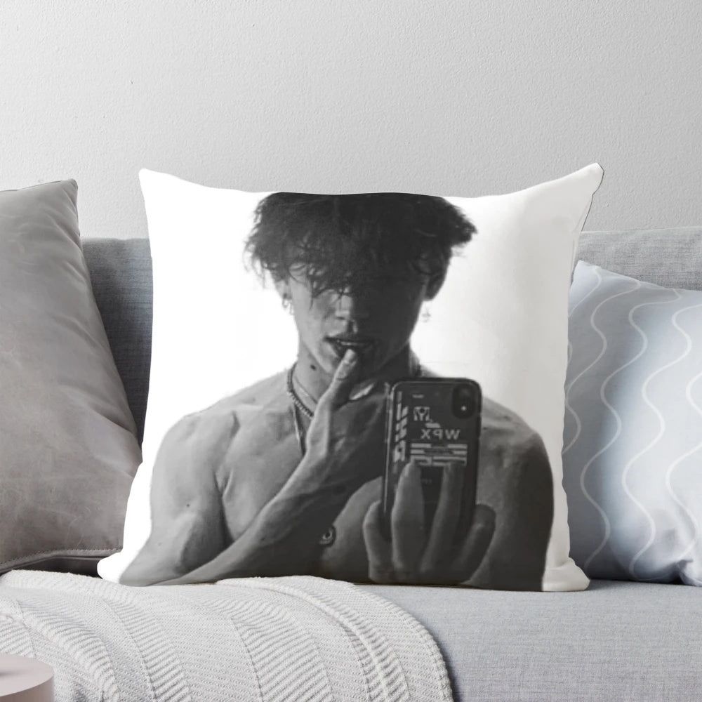 Pillow with image of Vinnie Hacker, a popular Tiktok influencer and social media personality