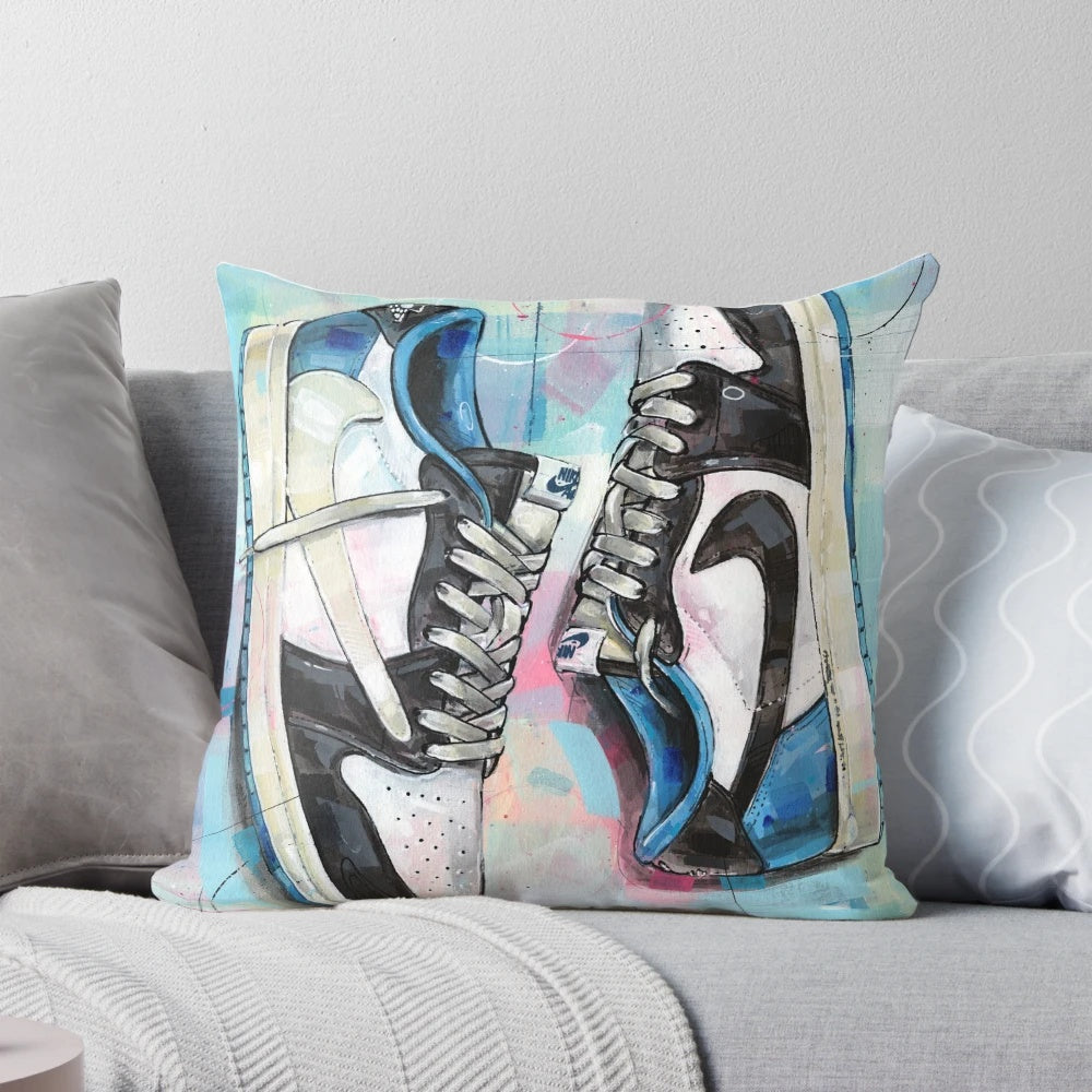 Plush pillow featuring the iconic Nike Air Jordan 1 Fragment Low sneaker design