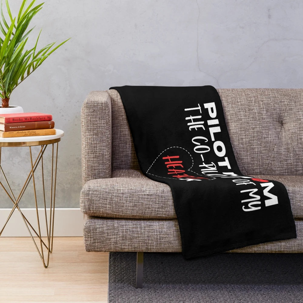 Pilot Mom Plush Blanket with airplane and aviation design