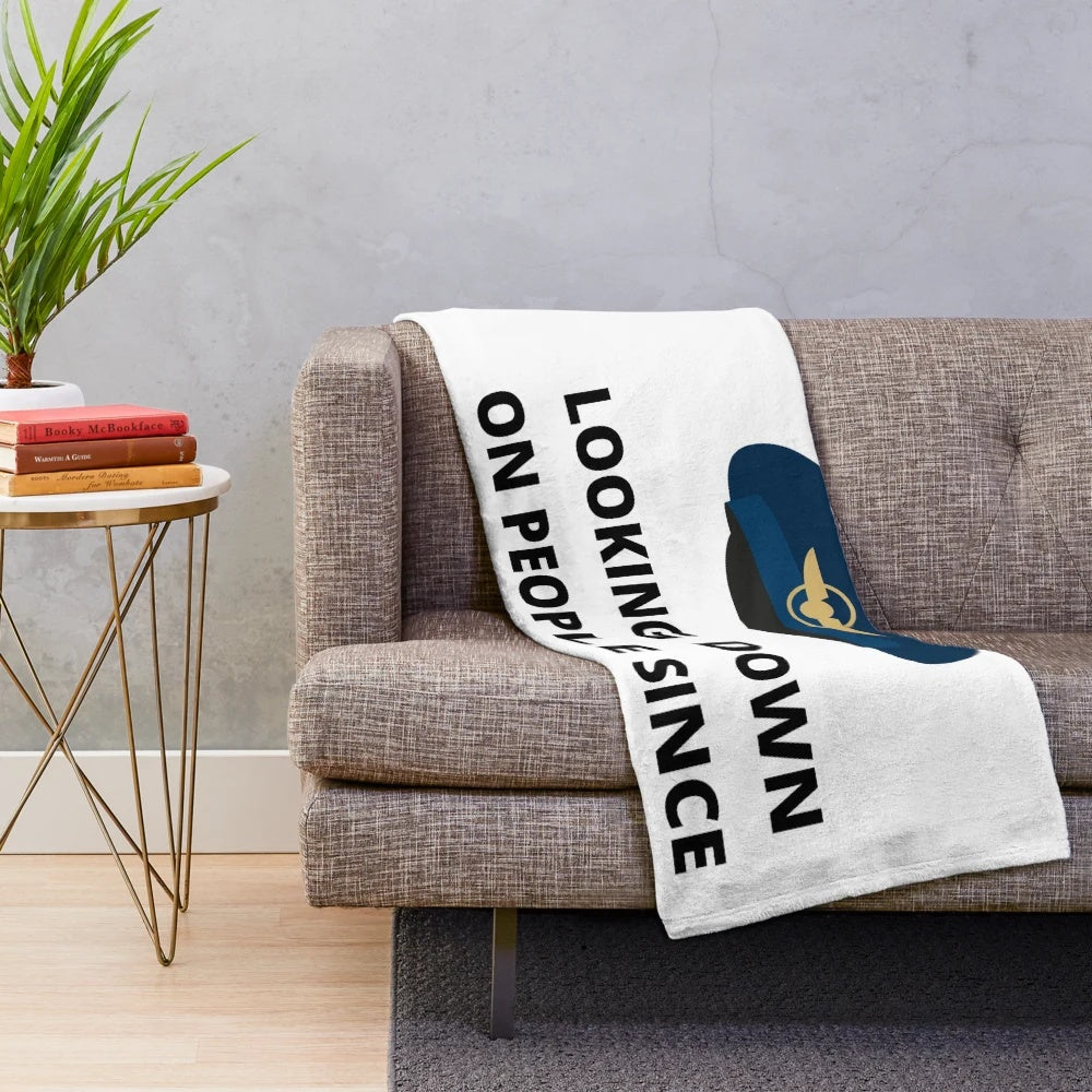 Pilots' Plush Blanket with Humorous "Pilots Looking Down on People Since 1903" Design