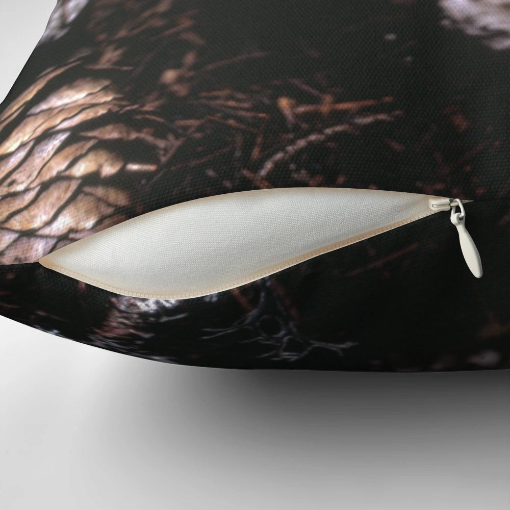 Pillow featuring a realistic mushroom design, perfect for a forest or nature-themed interior.