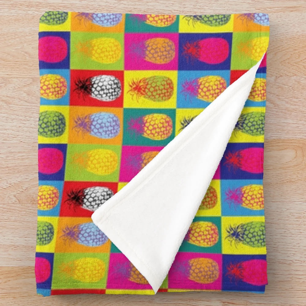 Pineapple pop art graphic illustration plush blanket