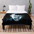 Pinhead inspired plush blanket with horror movie graphic