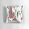Close-up of a pink Australian eucalyptus leaves botanical pillow