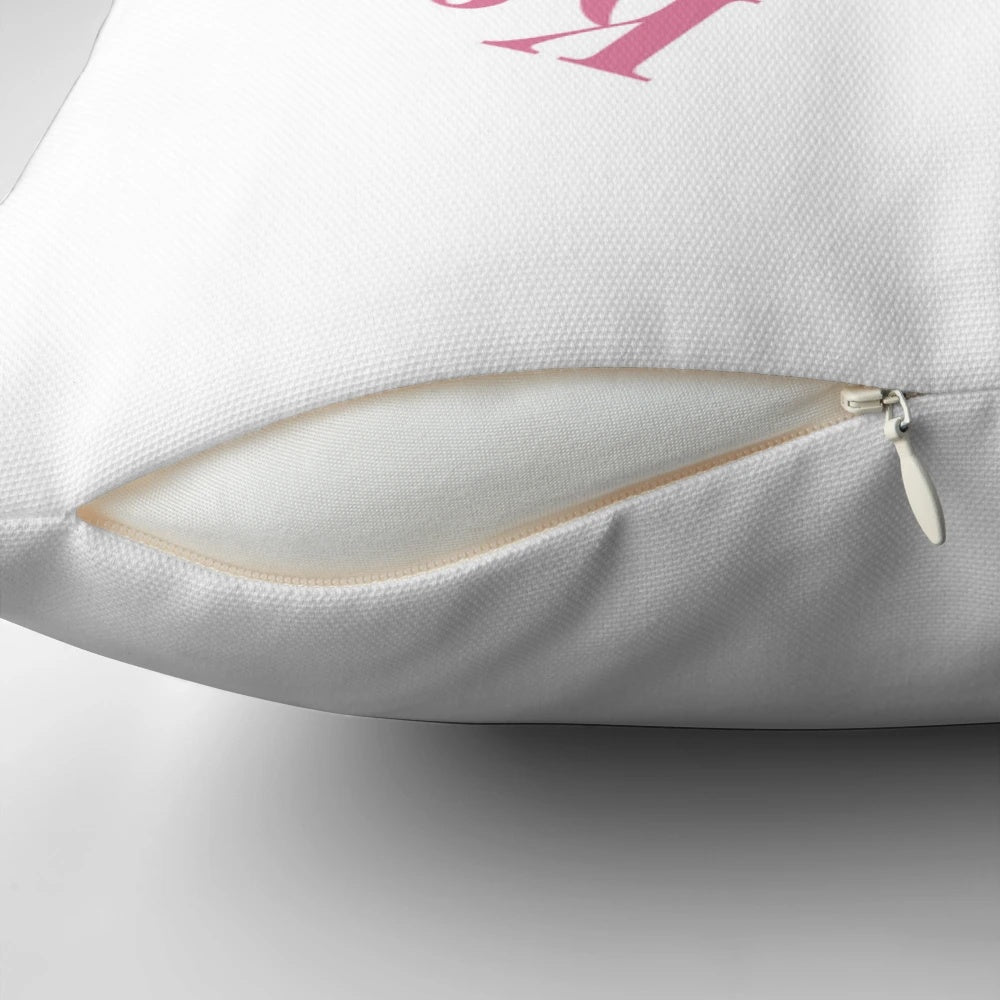 Kappa Alpha Theta sorority pillow with pink bow design