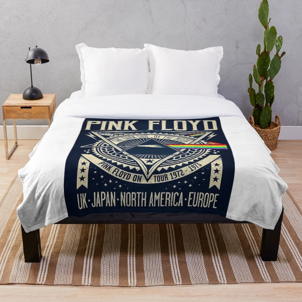 Pink Floyd inspired plush blanket featuring the iconic album cover art