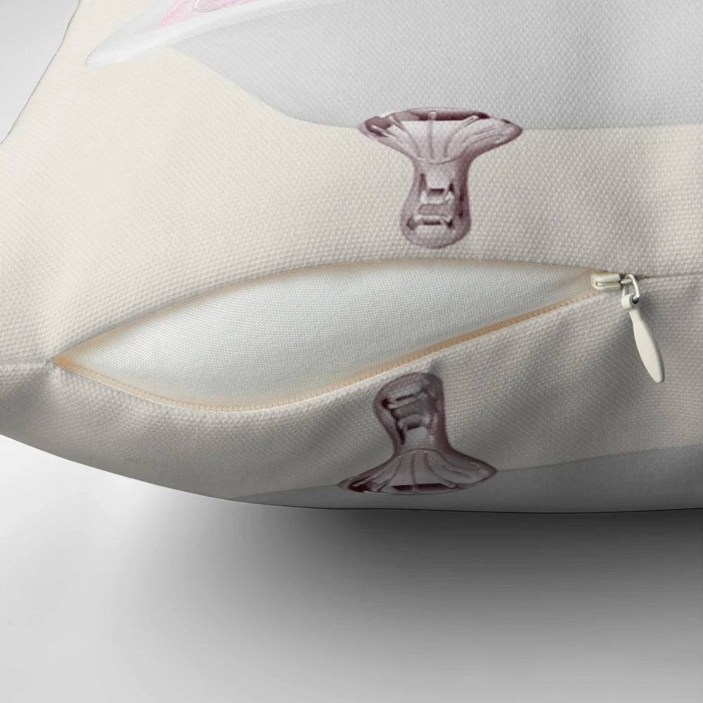 A pink foam pillow featuring a whimsical giraffe taking a bubble bath, perfect for nursery or bathroom decor.
