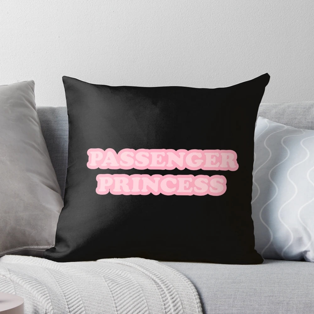 Pink pillow with a cute princess girl driving a car design