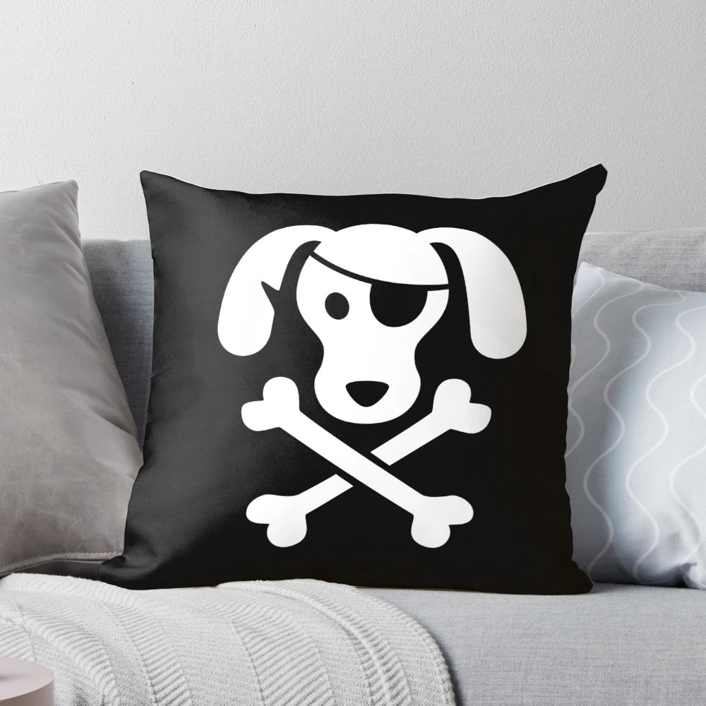Pirate Dog Skull and Crossbone Decorative Throw Pillow