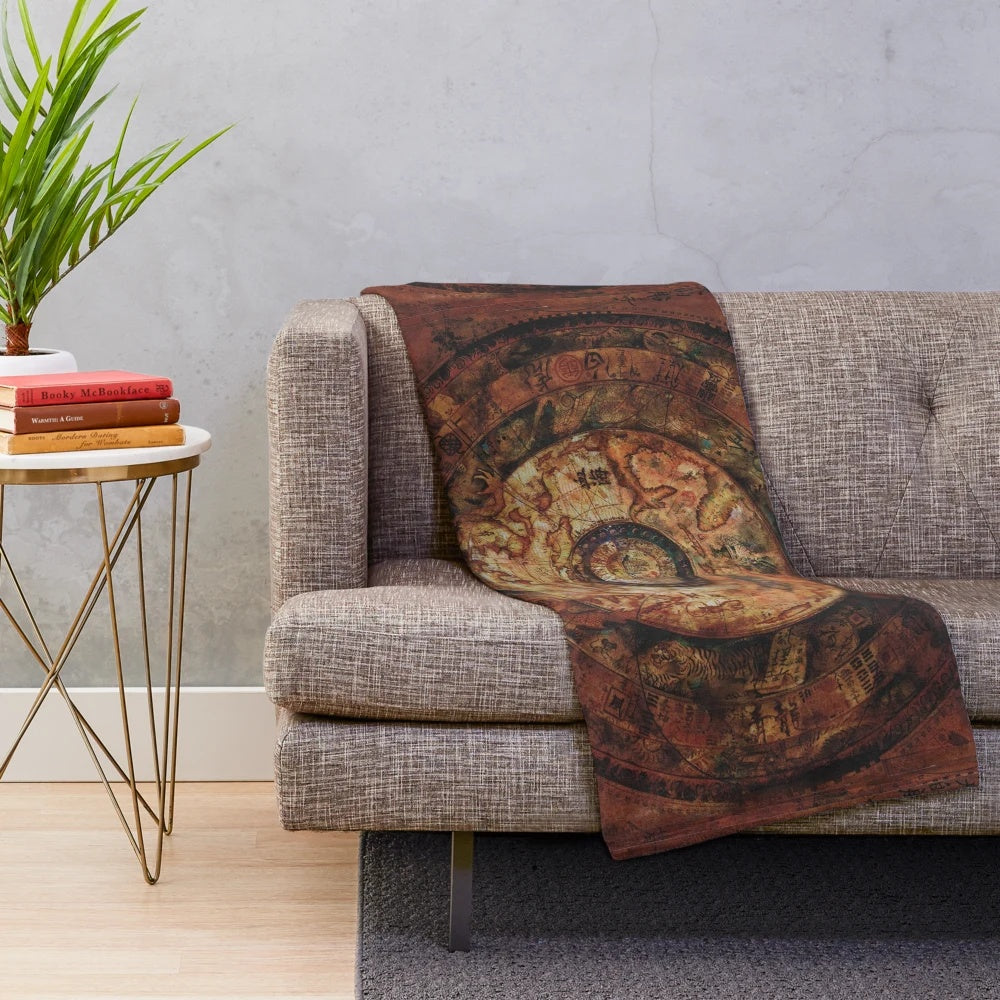 Plush blanket featuring a detailed map design inspired by the Pirates of the Caribbean films