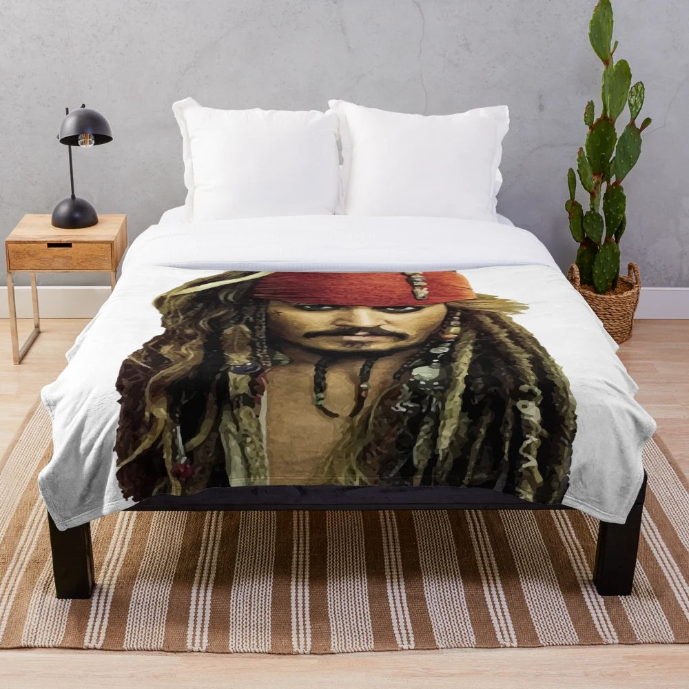 Captain Jack Sparrow inspired plush blanket