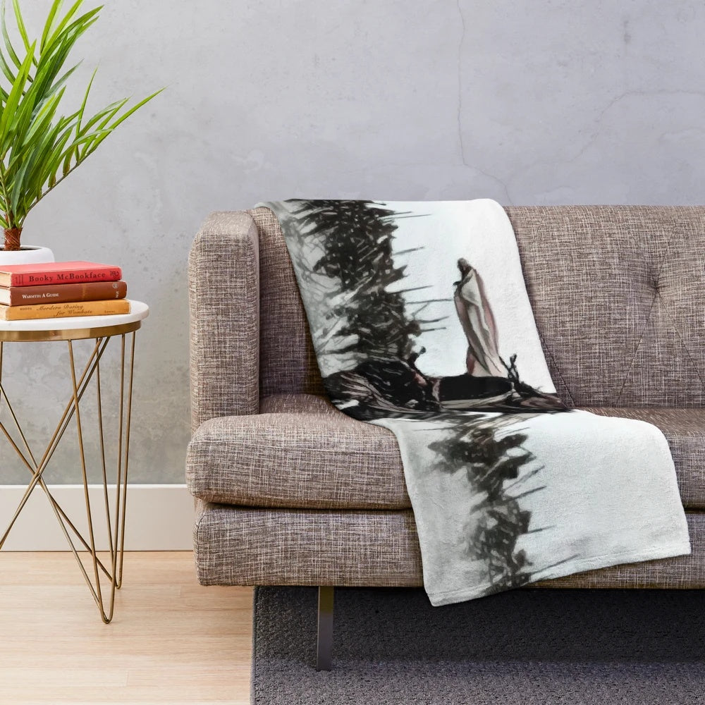 Plush throw blanket featuring Captain Jack Sparrow from Pirates of the Caribbean