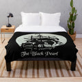 Pirate-Themed Plush Blanket with Captain Jack Sparrow and Caribbean Imagery