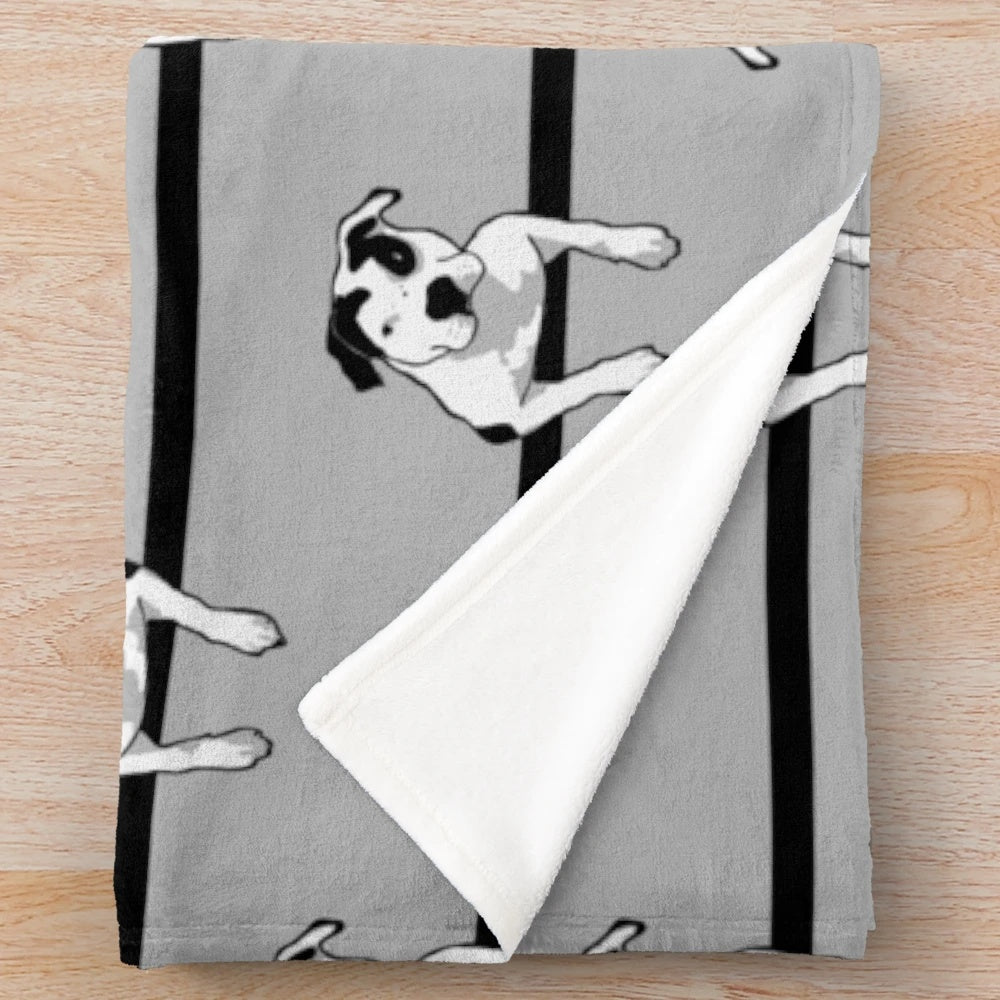 Pit bull graphic plush blanket with T-bone design