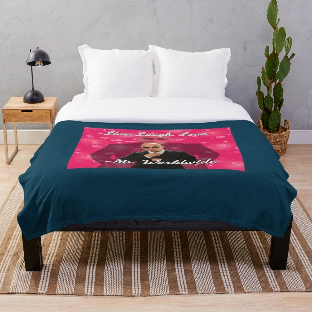 Plush blanket featuring a Pitbull-inspired quote design
