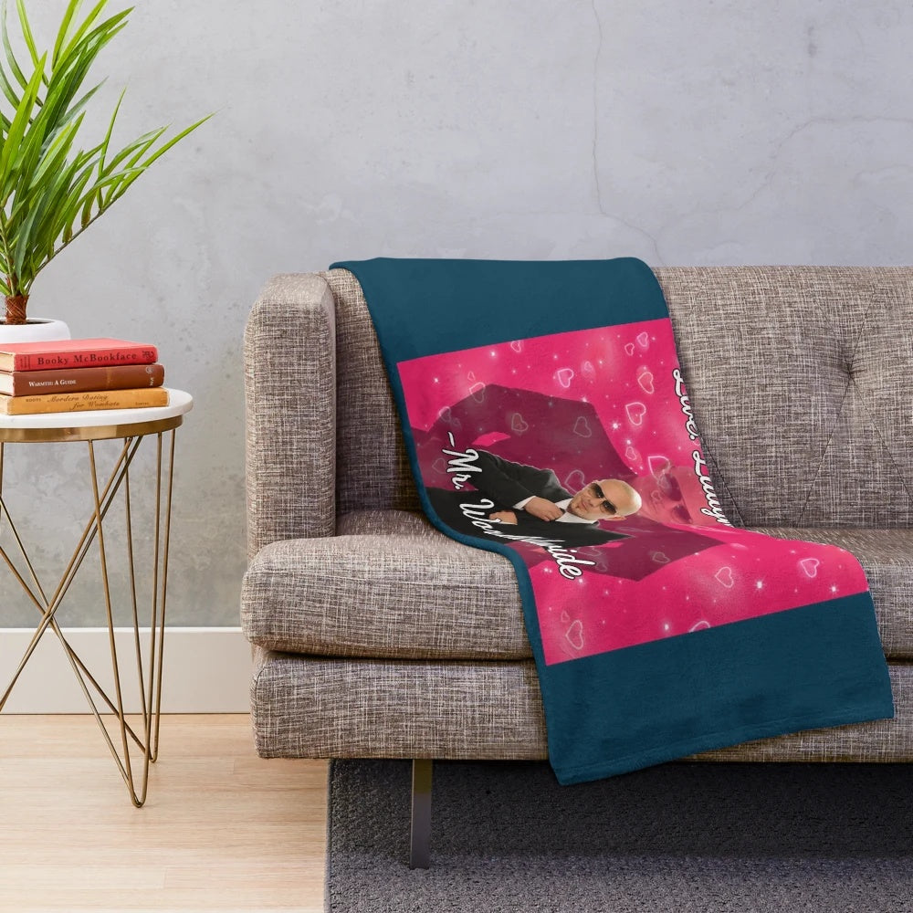 Plush blanket featuring a Pitbull-inspired quote design