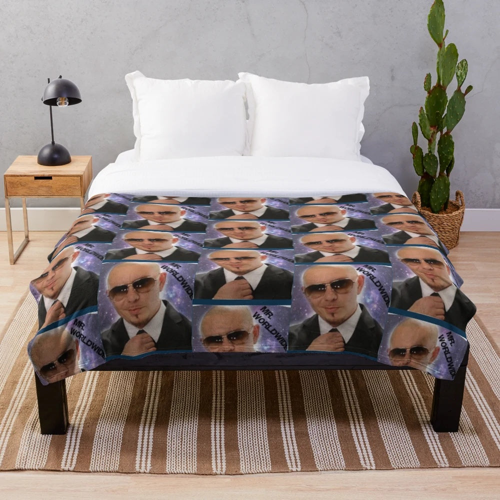 Pitbull-Inspired Plush Blanket with Worldwide Design