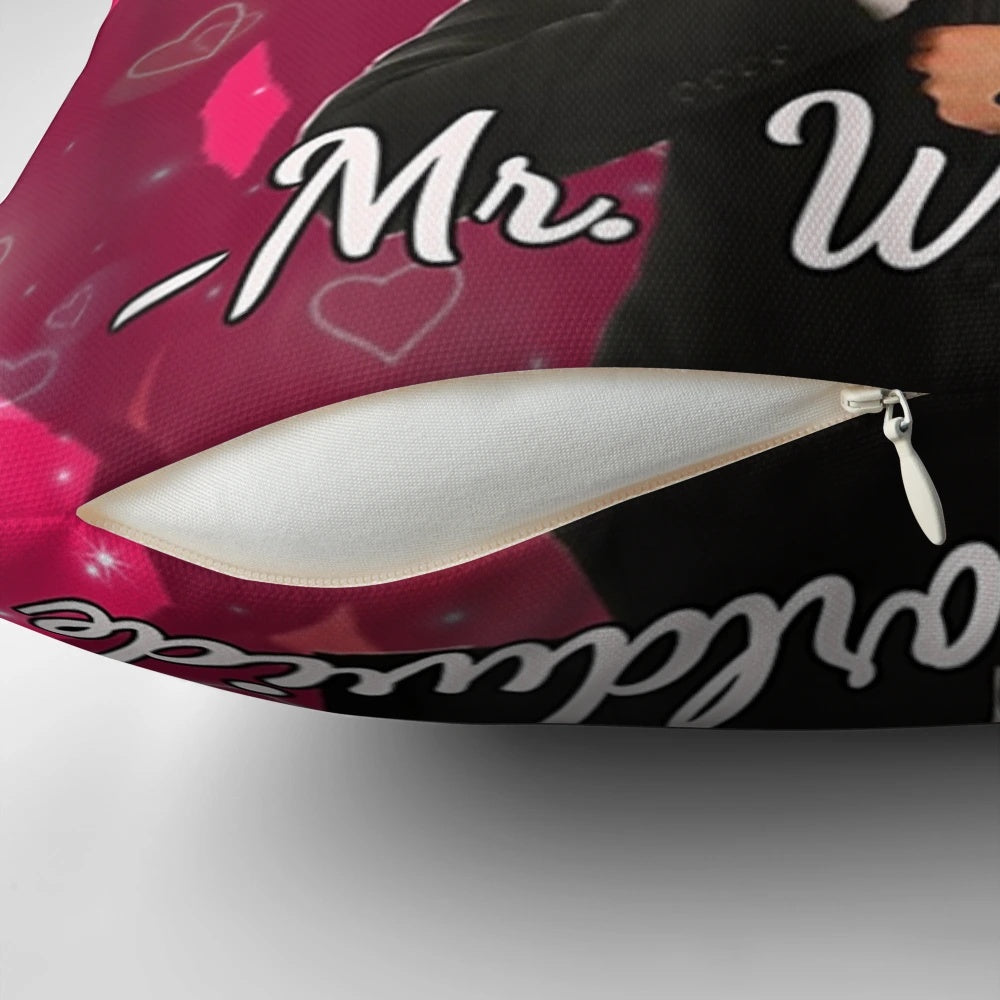 Vintage-style Pitbull Mr Worldwide themed Valentine's Day pillow