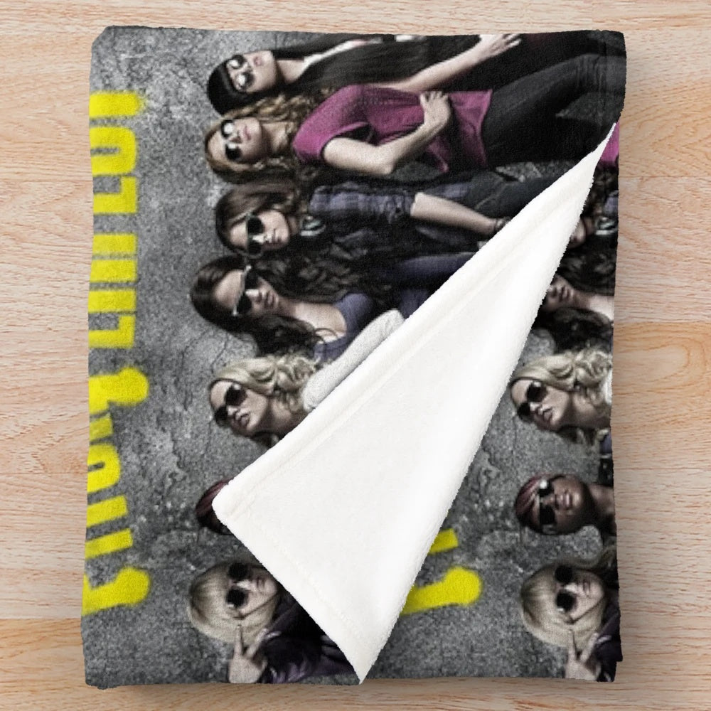 Pitch Perfect inspired plush blanket with movie characters and logo