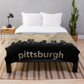 Pittsburgh skyline plush blanket with minimal city illustration