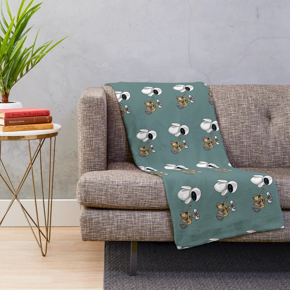 Pixar Wall-E and Eve inspired plush blanket