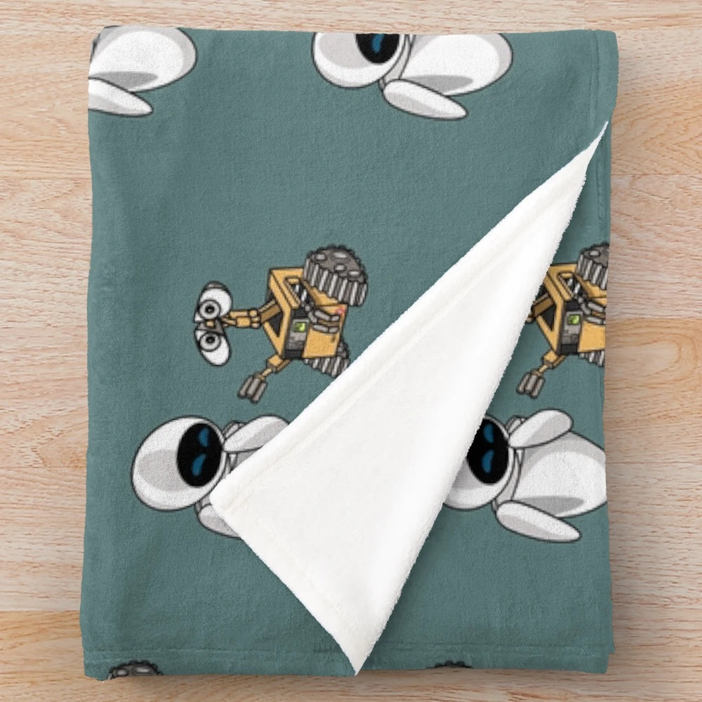 Pixar Wall-E and Eve inspired plush blanket