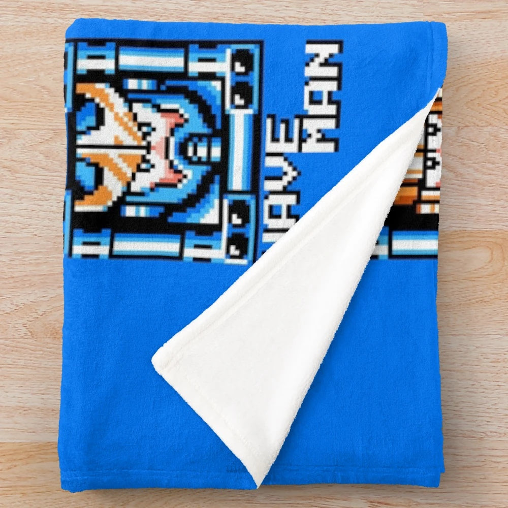 Pixel art inspired Megaman 5 stage select plush blanket