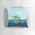 Pixel art illustration of a whimsical sea monster on a plush cushion