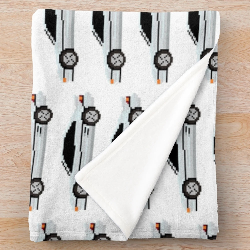 Pixel art Toyota MR2 sports car inspired plush blanket