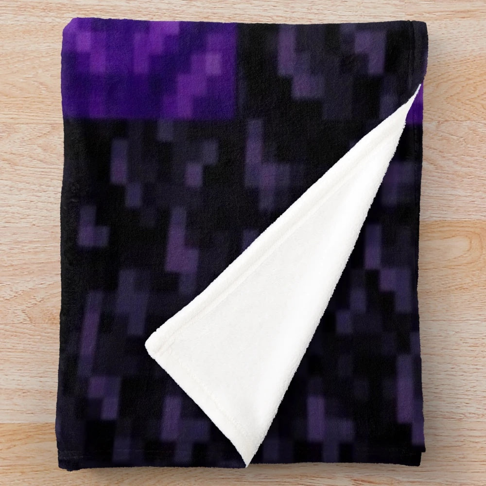 Cozy pixel plush blanket featuring Minecraft and Dream SMP inspired design