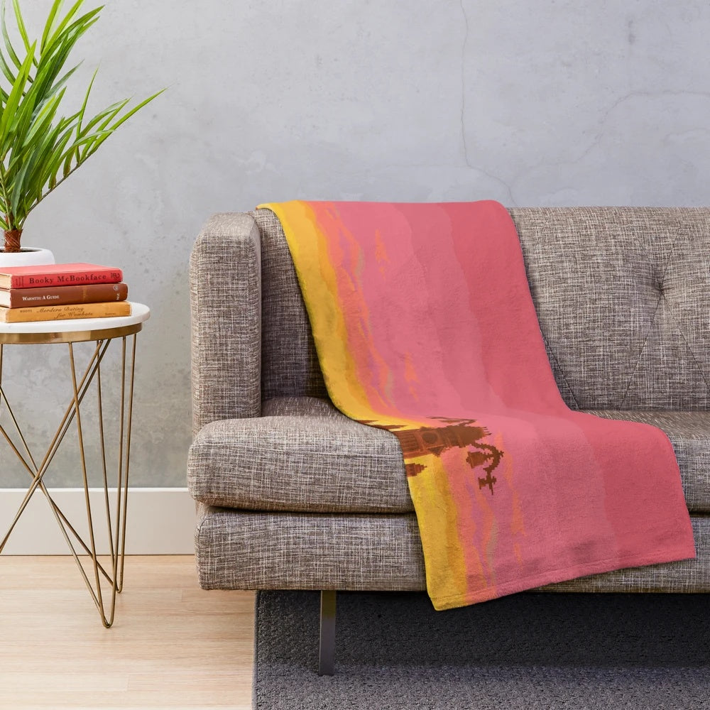 Soft and cozy plush blanket featuring the iconic Twilight Town from Kingdom Hearts