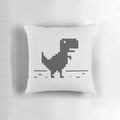 Pixelated dinosaur character pillow inspired by the hidden Chrome browser game
