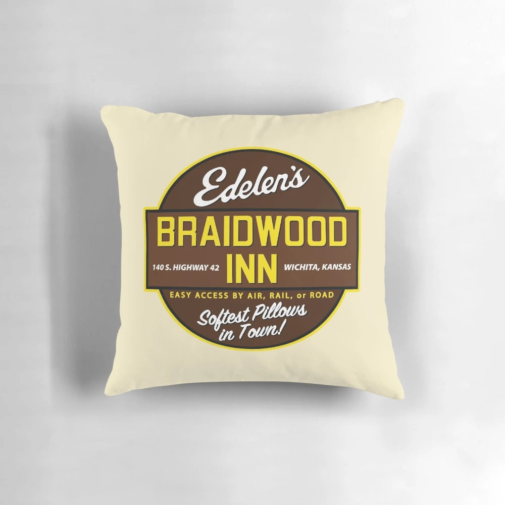 Planes, Trains & Automobiles" Braidwood Inn Motel Pillow