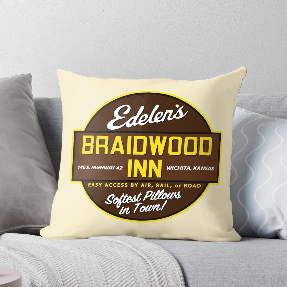 Planes, Trains & Automobiles" Braidwood Inn Motel Pillow