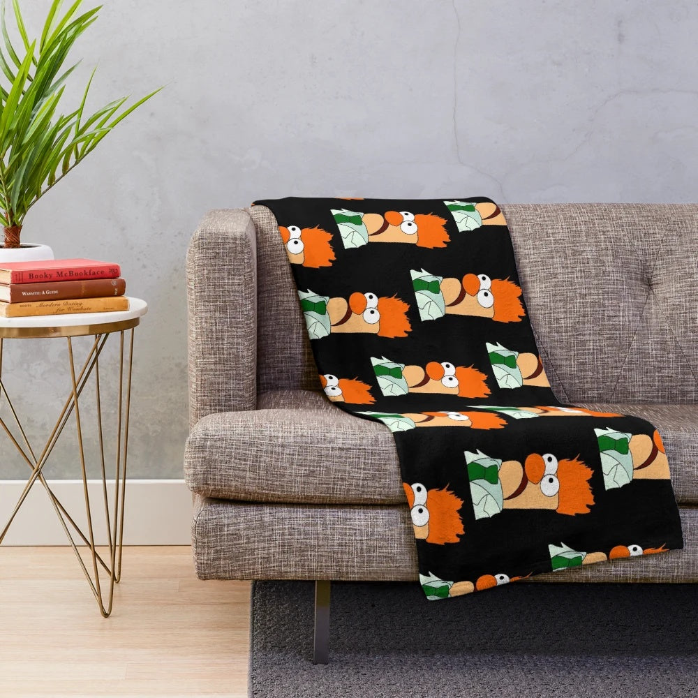 Soft plush blanket featuring a comic style portrait of the Muppets character Beaker