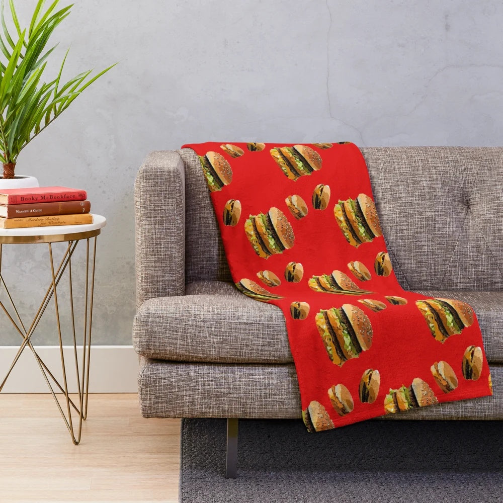 Big Mac and friends plush blanket with cartoon fast food characters