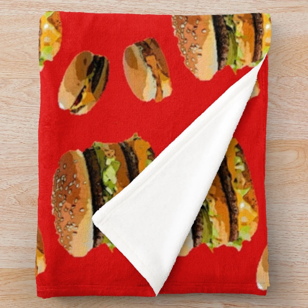 Big Mac and friends plush blanket with cartoon fast food characters