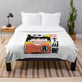 Cartoon parody plush blanket featuring humorous pop culture designs