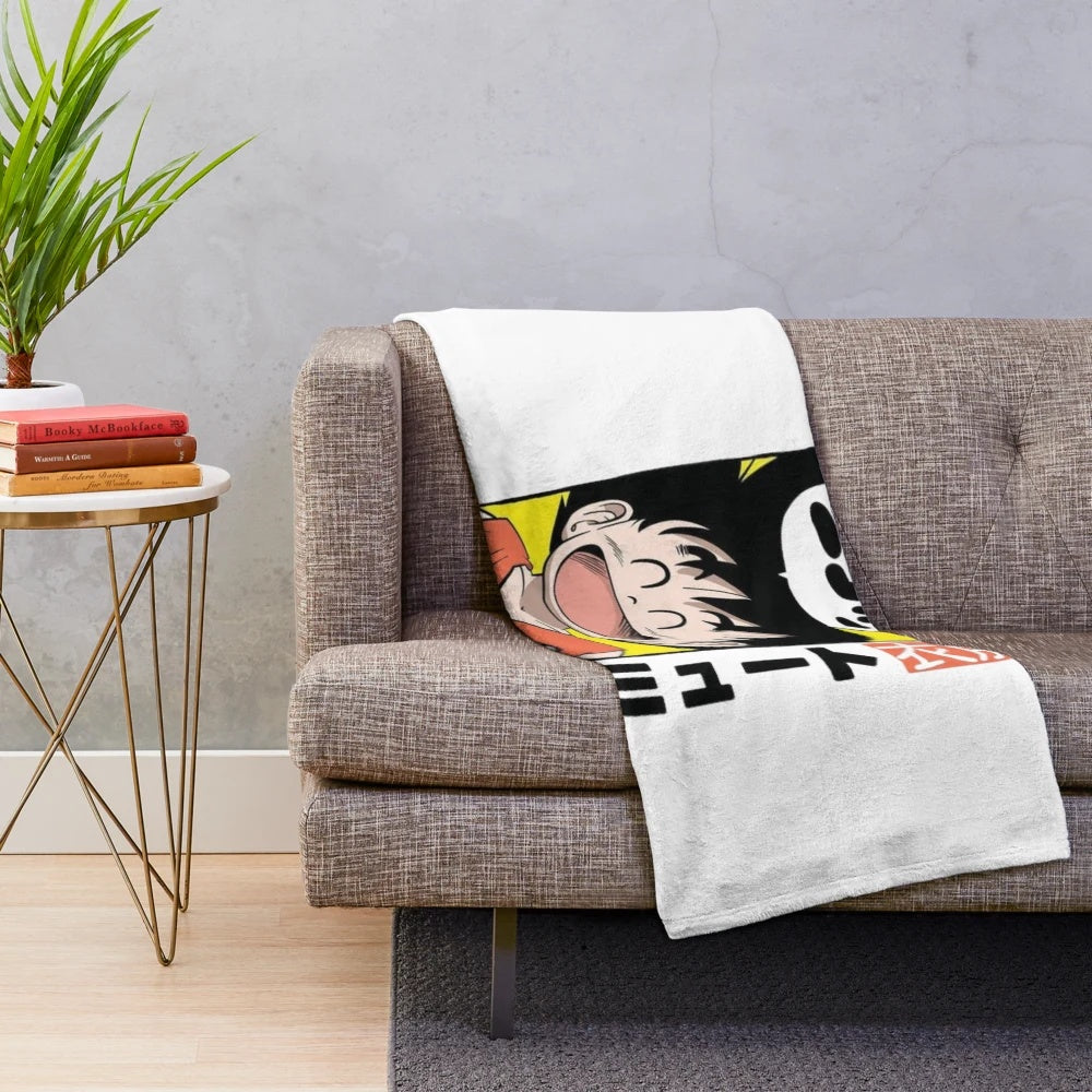 Cartoon parody plush blanket featuring humorous pop culture designs