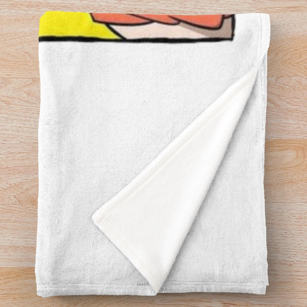 Cartoon parody plush blanket featuring humorous pop culture designs