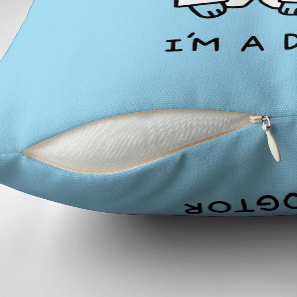 Cute dog-themed pillow with a pun and stethoscope design