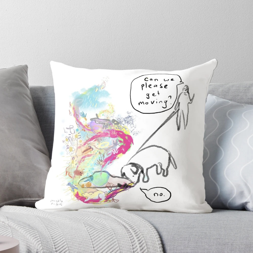 Cute cartoon image of a dog on a pillow, perfect for dog owners and walkers