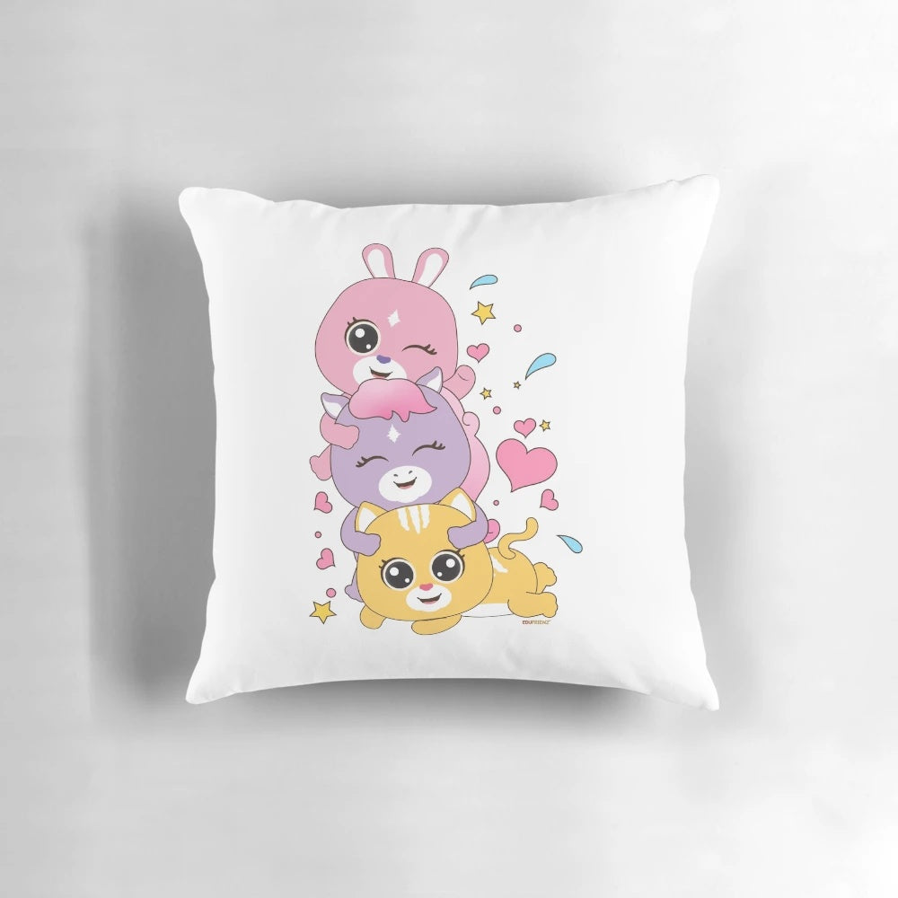 Colorful and adorable pillow characters encouraging learning and imagination