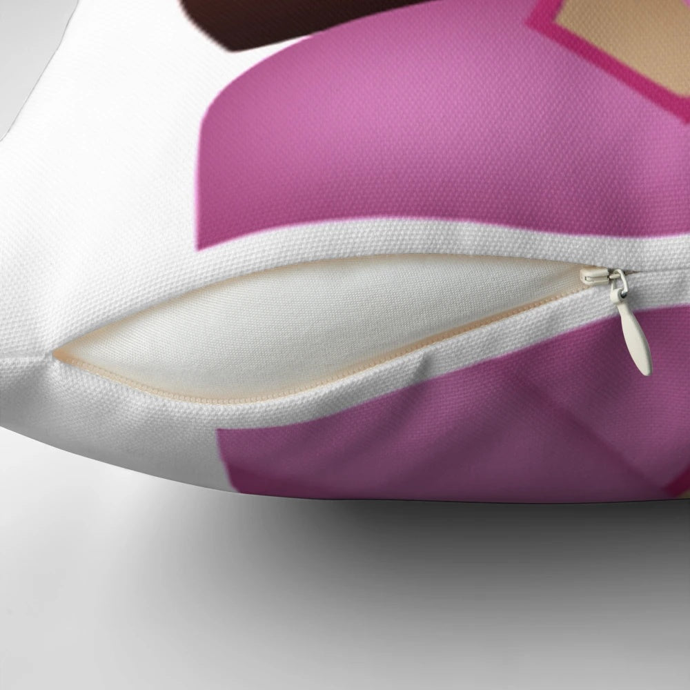 Soft, plush pillow featuring a stylized lady palm face emoji design