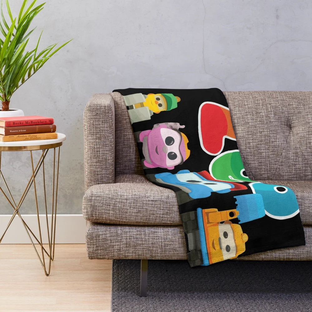 Soft and cuddly plush blanket with characters from the LEO the Truck cartoon