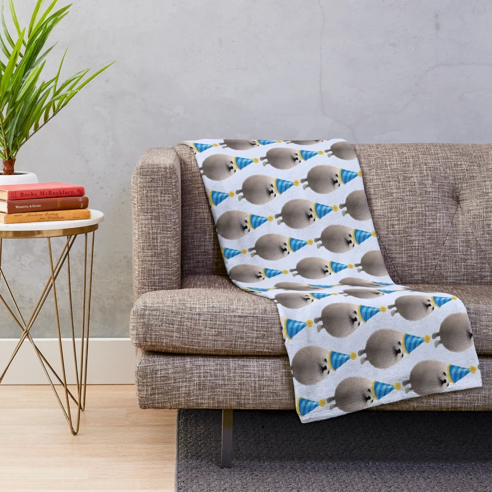 A soft and cozy plush blanket featuring a party dog design, perfect for snuggling and celebrating.