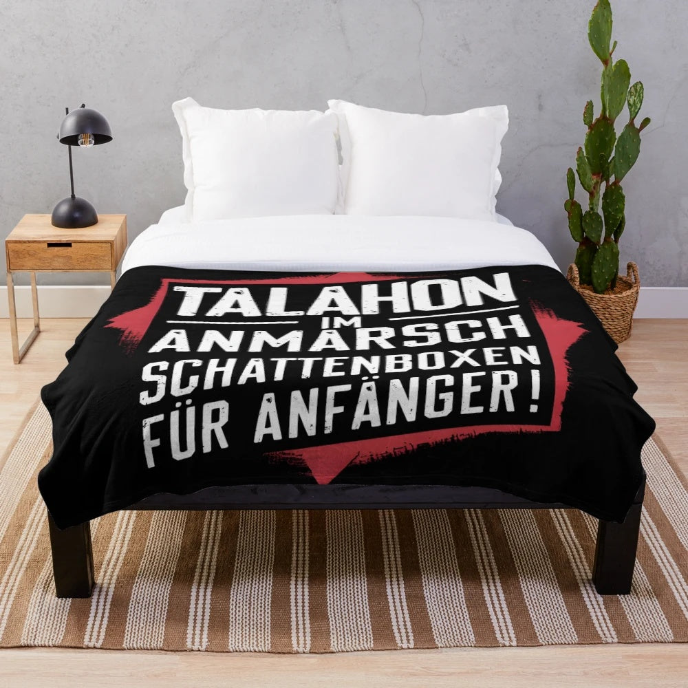 Plush blanket with a humorous and ironic design